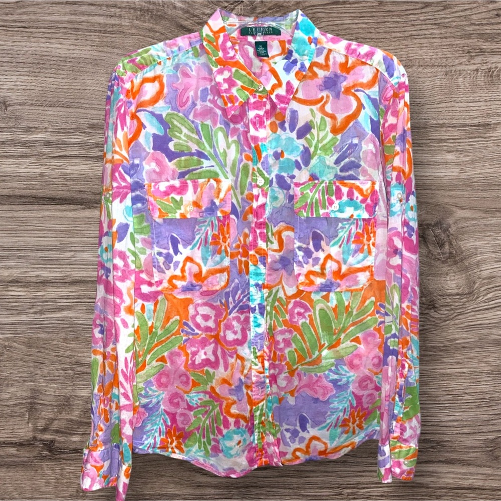 LAUREN Floral Button-Up Shirt